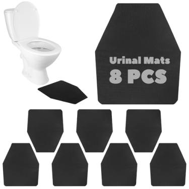 Imagem de LOPYXBR 8 peças de tapetes de mictório pretos para banheiro antiderrapante para quarto de homens, tapete lavável para mictórios, reutilizável, tapete de chão com absorção de água (43 x 51 cm)
