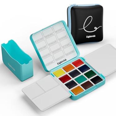 Imagem de Conjunto de aquarela de viagem com 12 cores, mini conjunto de tinta aquarela com estojo portátil, paleta de mistura de coloração, copo de lavagem com água, para artistas adultos iniciantes amantes de