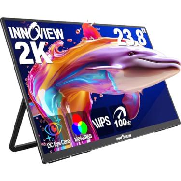 Imagem de InnoView Monitor portátil grande de 23,8 polegadas 2K 100Hz ∆E<2 100% sRGB Fast IPS Monitor portátil para jogos QHD com suporte ajustável de 180° USB-C HDMI Laptop Monitor para PS5/4 Desktop MacBook