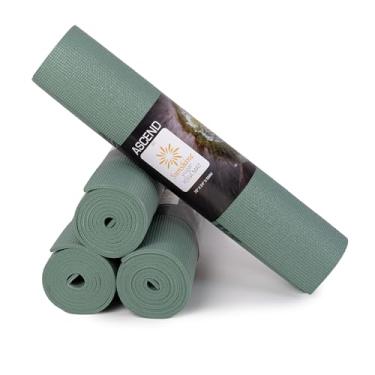 Imagem de Sunshine Yoga Pacote com 4 tapetes de ioga Ascend com marcas de alinhamento – 183 cm x 61 cm x 60 mm – resistente a rasgos, antiderrapante, tapetes de treino para pilates, casa, estúdio, academia