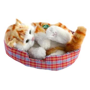 Imagem de Bothyi CAT COMPRIMION CAT em RESIMENTO MINI GATO de TODO de PET PET PAC Decoração de mesa de presente fofa Faça sons Doll Sleeping Cats Toy, Catinho Laranja Corporal
