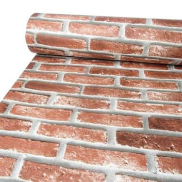 Imagem de Papel Adesivo Tijolinho Vermelho Marrom 3D Autocolante Lavável Impermeável P/Parede e Piso
