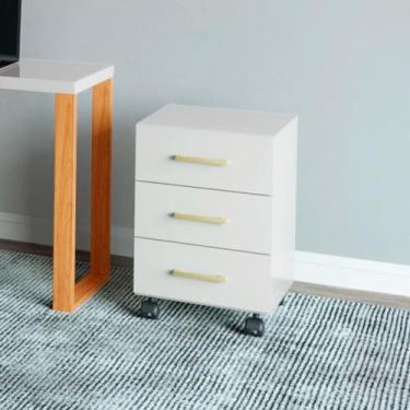 Imagem de Gaveteiro 3 Gavetas com Rodízios em MDF 39x43x60cm Dalla Costa Off Whi