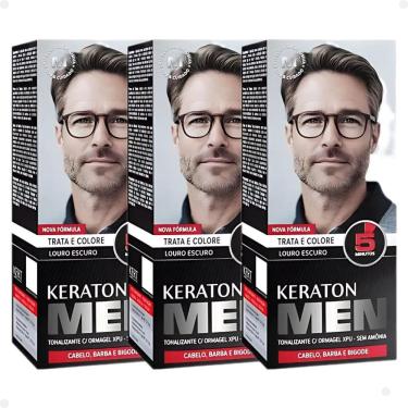 Imagem de Kit Kert Keraton Men: 3 Tonalizantes Louro Escuro