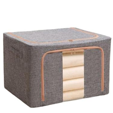 Imagem de Caixa Organizadora Roupas Brinquedos Lençol Edredom Guarda Roupa Dobrável Visor Transparente 66L(1,Cinza)