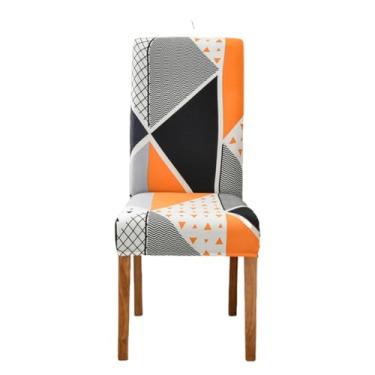 Imagem de Conjunto de capas para cadeiras ajustáveis, 1 peça, sala de jantar, elásticas, elastano, capas para assento, removível, encosto alto (tamanho universal, 1 peça, cor 3)