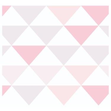 Imagem de Papel De Parede Adesivo Abstrato Triângulos Rosa 300X52Cm