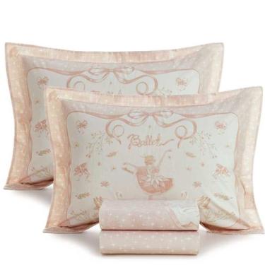 Imagem de Jogo de Cama Lençol Infantil Casal 100% Algodão 200 Fios Encantada 4 P