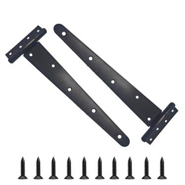 Imagem de bociloy 2 peças de dobradiças resistentes com alça em T de 30,5 cm, dobradiça de ferro rústica preta, dobradiças em T de portão à prova de ferrugem para galpões ao ar livre, portas de celeiro e cercas