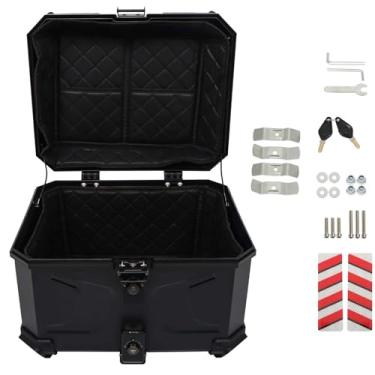 Imagem de munirater Caixa superior para motocicleta, porta-malas com cadeado, caixa de ferramentas de armazenamento para capacete, 45 L