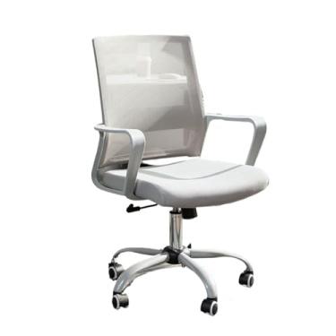 Imagem de Cadeira de mesa para jogos, cadeira de escritório com rodas, cadeira giratória para conferências de escritório em casa, assento confortável, cadeira de escritório (cinza)