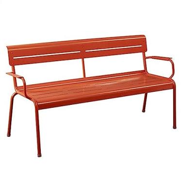 Imagem de ZzleoyuUUs-12 Banco de jardim ao ar livre, banco de terraço, liga de alumínio, com encosto, adequado para varandas, jardins, decks, quintais e bancos de pátio (vermelho, 120 x 55 x 82 cm)