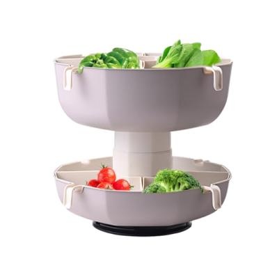 Imagem de Cesta de drenagem multifuncional, filtro de cesta giratório, Rack de armazenamento giratório para cesta de frutas redonda, Suporte vegetal, prateleiras dos filtros da cozinha, cremalheira da Hersil