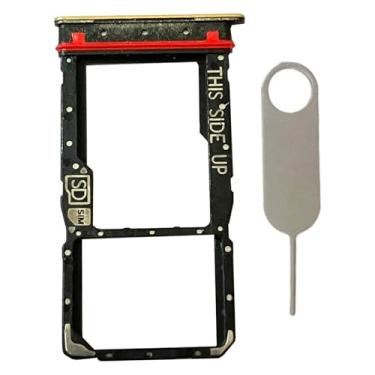 Imagem de Suporte para bandeja de cartão SIM único de substituição para bandeja de cartão micro SD para Motorola Moto G 5G 2024 XT2417, incluindo pino ejetor de cartão (dourado)