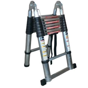 Imagem de Escada Telescópica ERB Máquinas 16 Degraus Dobrável de Alumínio Travas
