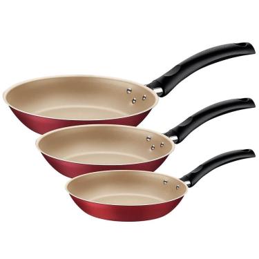 Imagem de Jogo de Frigideiras Tramontina Turim 3 Peças Vermelho em Alumínio com Rev. Int e Ext em Ant 20198761