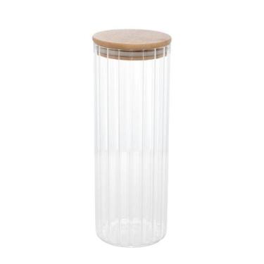 Imagem de Pote Porta Mantimentos Vidro Transparente com Tampa de Bambu 1100ml 9x