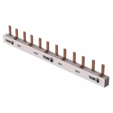 Imagem de Barramento De Fase Tigre Bifásico 12 Ligações Din 80A 440V - Tigre Pvc