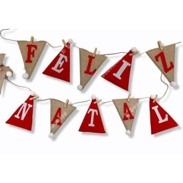 Imagem de Varal Decorativo Feliz Natal Em Bota e Arvore 2,45 Metros - D' Present