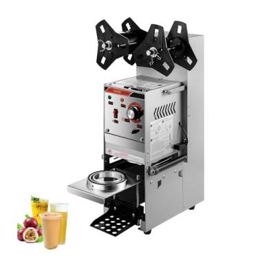 Imagem de Máquina seladora de copos semiautomática com bolhas de chá, seladora de copos inoxidáveis, para bebidas comerciais de café, máquina seladora de chávenas de chá de 90 mm/95 mm de diâmetro