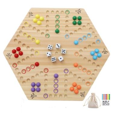 Imagem de Jogo de tabuleiro HOROW Wahoo Wooden Aggravation com bolinhas e dados