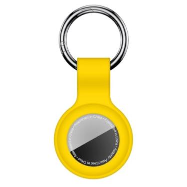 Imagem de Linsaner Compatível com AirTag, porta-chaves de silicone para AirTag, porta-chaves para AirTags, corrente de etiquetas para Apple para AirTag, GPS, acessórios para localizadores de itens, amarelo