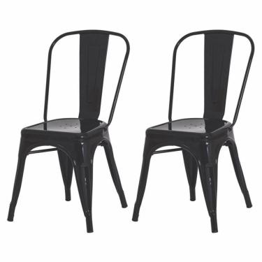 Imagem de Kit 2 Cadeiras Para Sala De Jantar Tolix Iron Industrial Preta Preto