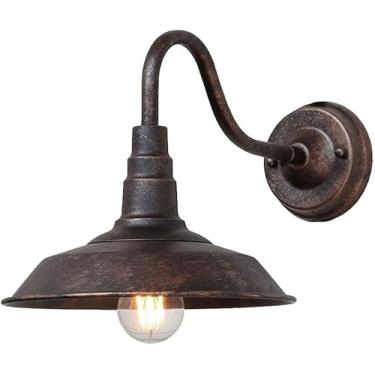 Imagem de Luminárias De Parede Retrô à Prova D'água Ip54 Ao Ar Livre Luminárias De Parede De Varanda Vintage 9,8 Polegadas Gooseneck Lâmpadas De Parede Externas Pátio Garagem Fazenda Exter, 1 Pack