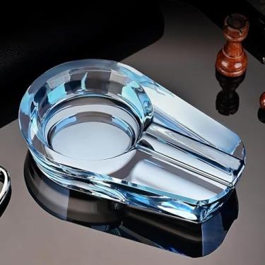 Imagem de Cinzeiro De Cristal, Cinzeiro De Charuto De Mesa Pesado, Cinzeiro Portátil Para Pátio, Exterior, Interior, Casa, Escritório, Hotel, Piscina, Restaurante, Black, 114 * 75mm