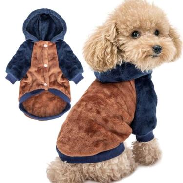 Imagem de FabriCastle Suéter com capuz para cães pequenos, meninos e meninas, roupas para cães pequenos PP XXS, roupa para animais de estimação, roupas para gatos, fecho de pressão quente super macio