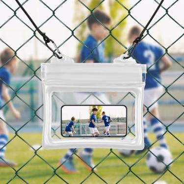 Imagem de Elfzone Suporte para cerca de telefone - Kit de montagem Game Changer, bolsa transparente à prova d'água, com iPhone, Mevo Start, Insta 360 e outras câmeras de ação para gravação de beisebol, softbol