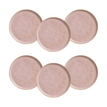 Imagem de Conjunto de Pratos Rasos Porto Brasil Linhas Litchi Rosa Claro 27,5cm - 6 Peças