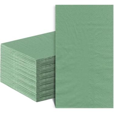 Imagem de 100 peças guardanapos de papel sálvia toalhas de mão descartáveis para banheiro, casamento, jantar, aniversário, sobremesa, coquetel, bebida, festa e guardanapos de cozinha (2 camadas, 33 x 40 cm)