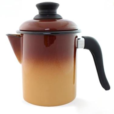 Imagem de Leiteira Esmaltada, Jarra para Ferver Leite, 900 Ml(com Tampa e Bico)(MARROM)