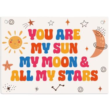 Imagem de Faixa de parede You Are My Sun My Moon And Stars para quarto de crianças, faixa de linho inspiradora para pendurar em tela de linho para decoração de parede para quarto de bebê, meninos, meninas
