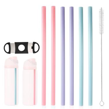 Imagem de 6un Canudos de Reposição para Owala FreeSip 24 oz 32 oz, 3 Cores Canudos Plástico Reutilizáveis com Escova Limpeza e Ferramenta de Corte Acessórios e Peças para Copo Garrafa Água