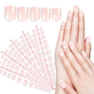 Imagem de Unltra Fit Extensões de unhas quadradas médias pré-francesas de gel macio pré-francês para mulheres e meninas
