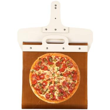 Imagem de Casca de pizza deslizante, escorrevole de pizza Pala, espátula de forno de pizza deslizante para forno de pizza, pizza/massa/pão, tábua de pizza para pães, bolos, controle deslizante de transferência
