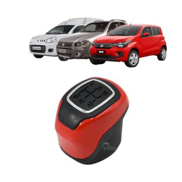 Imagem de Manopla Bola de Câmbio Mobi 2016 17 18 19 - Preta Acabamento Vermelho