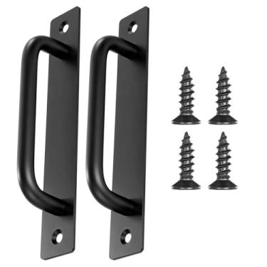 Imagem de 2 maçanetas de porta deslizante, maçanetas pretas para porta de celeiro com furo central para portas de madeira, modernas portas de alumínio, puxador para armário de armário, gaveta, galpão, puxador