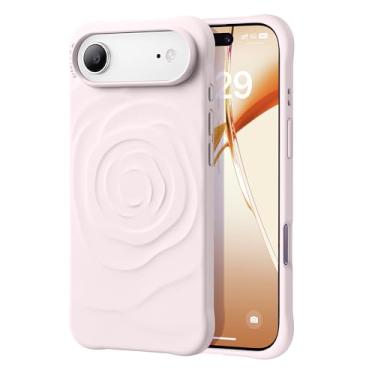 Imagem de NIMASO Capa para iPhone Air, compatível com MagSafe, design rosa de silicone atualizado para iPhone Air, linda capa de telefone para mulheres e meninas, rosa