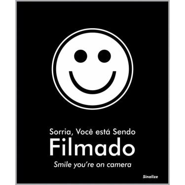 Imagem de Placa De Poliestireno Store Black 15x18cm Sorria, Você Está Sendo Filmado - Blk06 - Sinalize