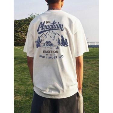 Imagem de Camiseta Masculina Ombro A Ombro Com Estampa De Montanha - crushed, Br