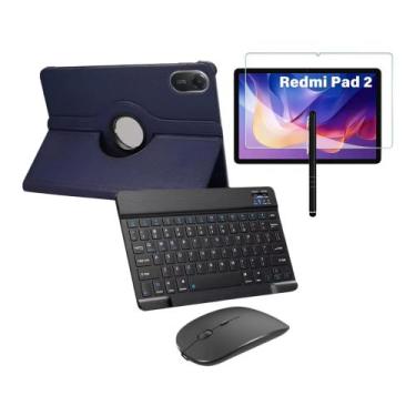 Imagem de Kit Capa Azul Marinho + Teclado E Mouse + Pel Para Tablet Redmi Pad 2 