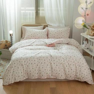Imagem de Conjunto de edredom LifeTB Vintage Floral em tamanho real com 2 fronha