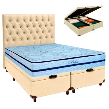 Imagem de Kit Cabeceira + Cama Box Bau  + Colchão Queen Molas Ensacadas Blue Paropas