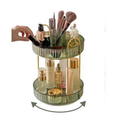 Imagem de Organizador de maquiagem Asayuee 360 Rotating 2 Tier Green ABS
