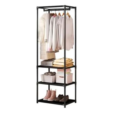 Imagem de Guarda Roupa Armário Portátil Aberto Arara Desmontável Multifuncional Sapateira de Chão