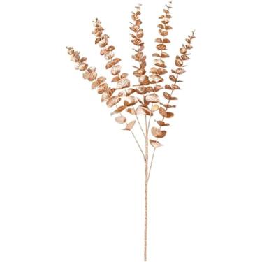 Imagem de 6 Pcs Faux Gold Eucalyptus Alto 82 Cm Hastes Artificiais De Eucalipto Buquê Falso Ramos De Eucalipto Dourado Para Festa De Casamento Mesa Interna Em Casa, B