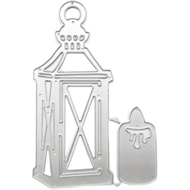 Imagem de Lâmpada de querosene cortada para fazer cartões, matrizes de corte de metal, parabéns, cortes, modelo de estênceis de gravação de feliz aniversário para decoração de scrap-book faça você mesmo, cartão